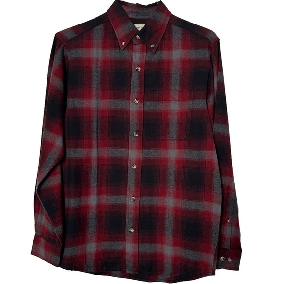 Hobbs Creek Shirt Ombre Cotton Plaid Flannel Button Down Red & Gray Size S - Picture 1 of 11